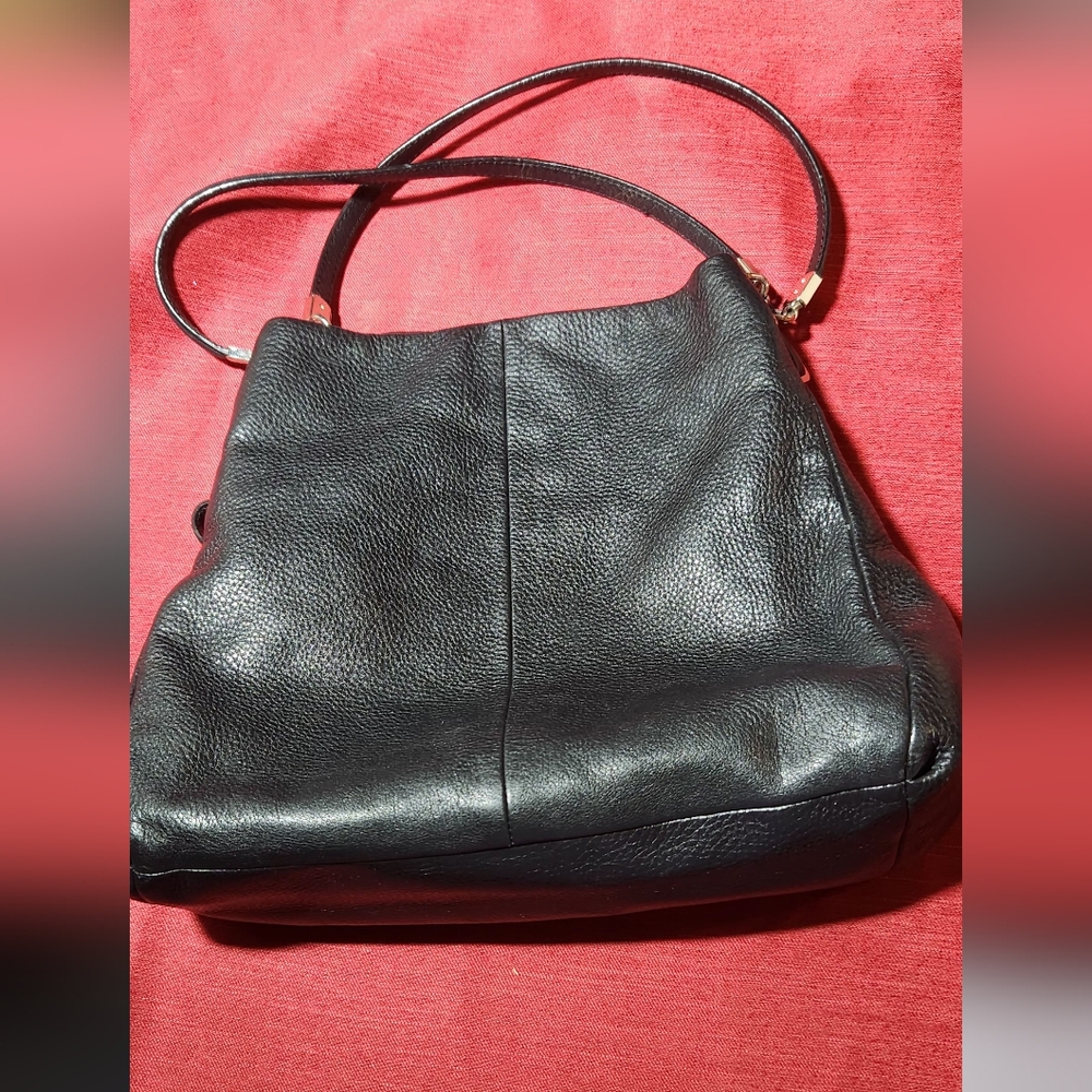 Coach Black Pebbled Leather Shoulder Bag